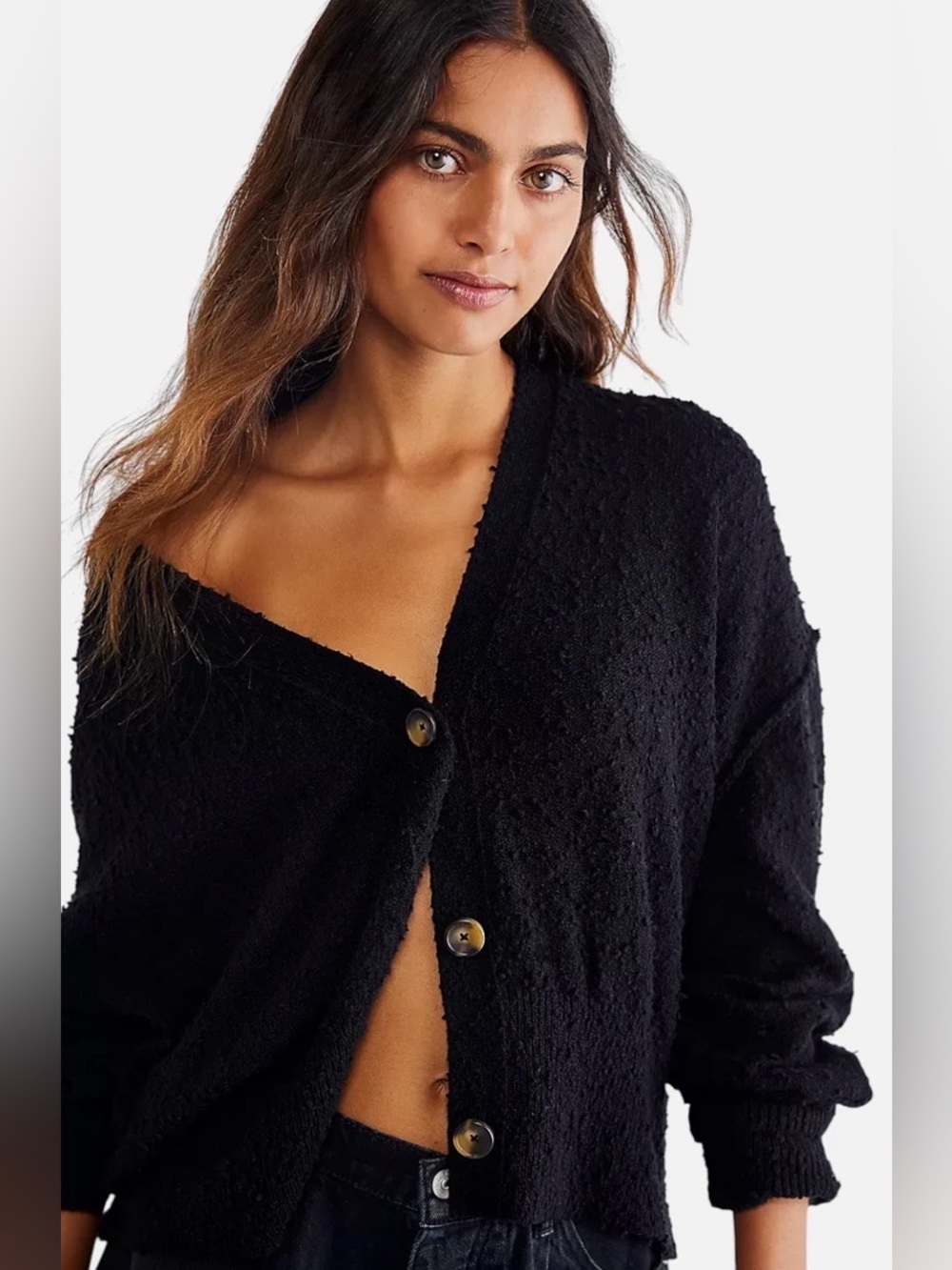 Free People East Side Cardigan in Black